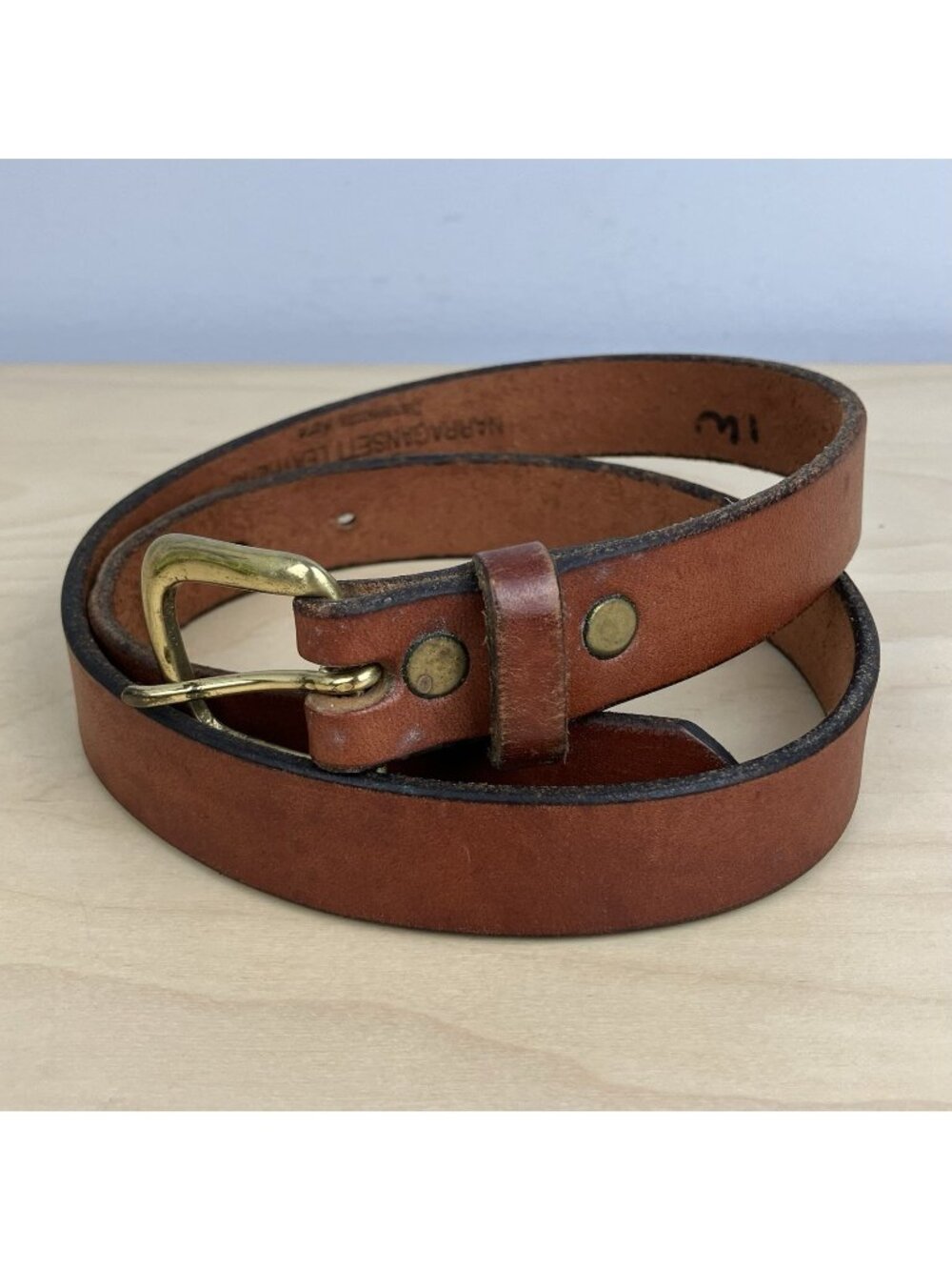 Narragansett Leathers Women’s Brown Leather Belt Size M Handcrafted In Maine 36”